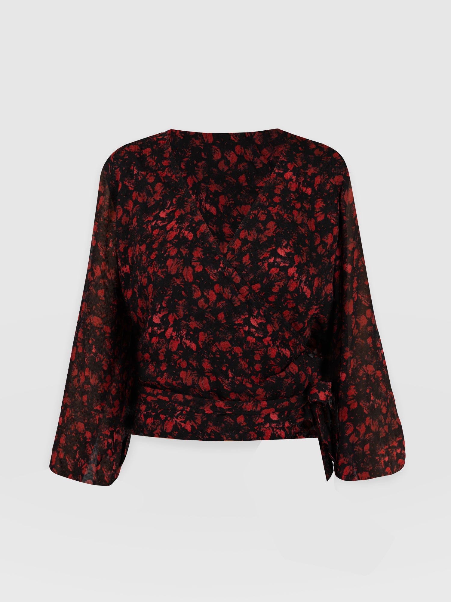 Brook Wrap Blouse - Red Amaryllis